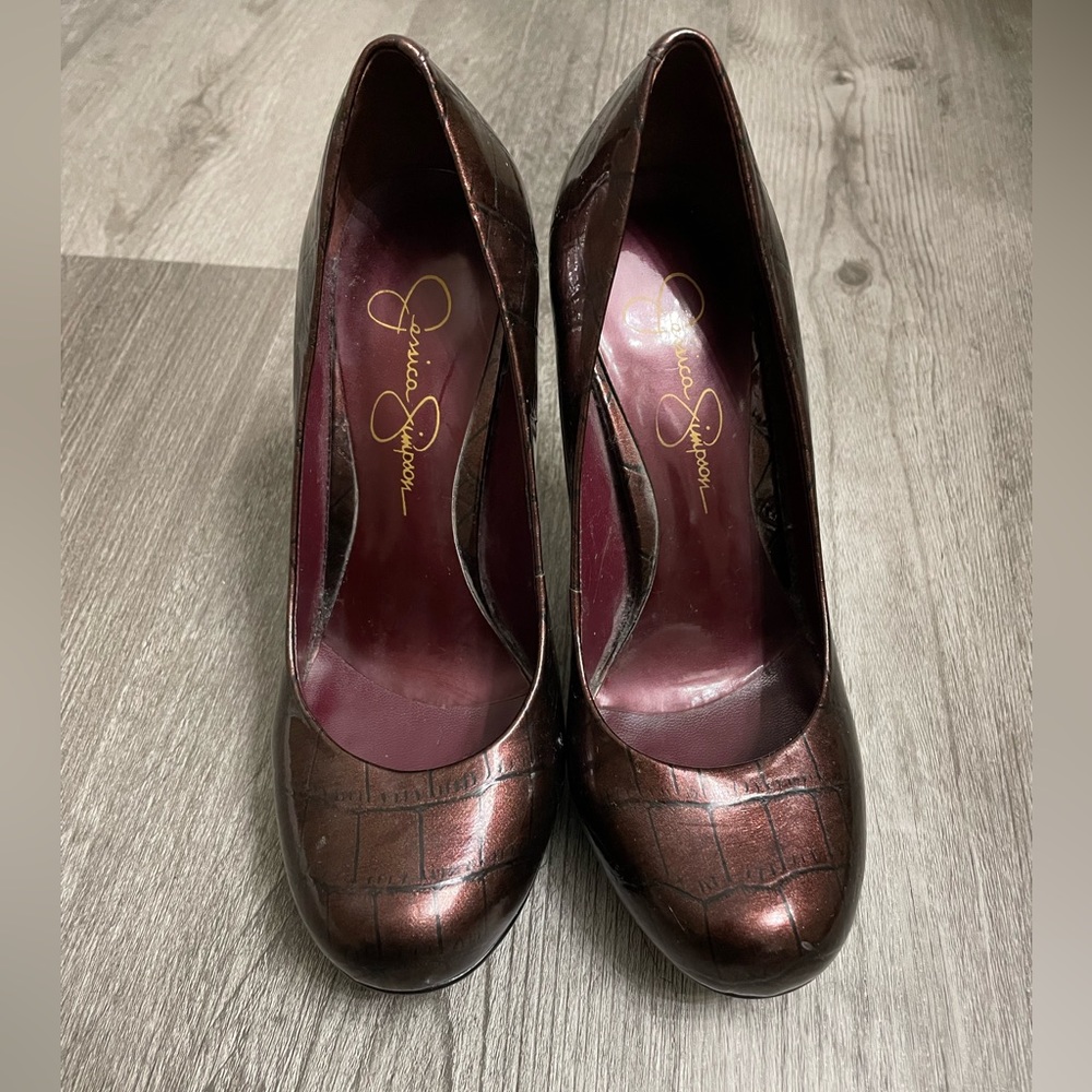 Jessica Simpson Layla High Heel Shoe Metallic Plum size 6